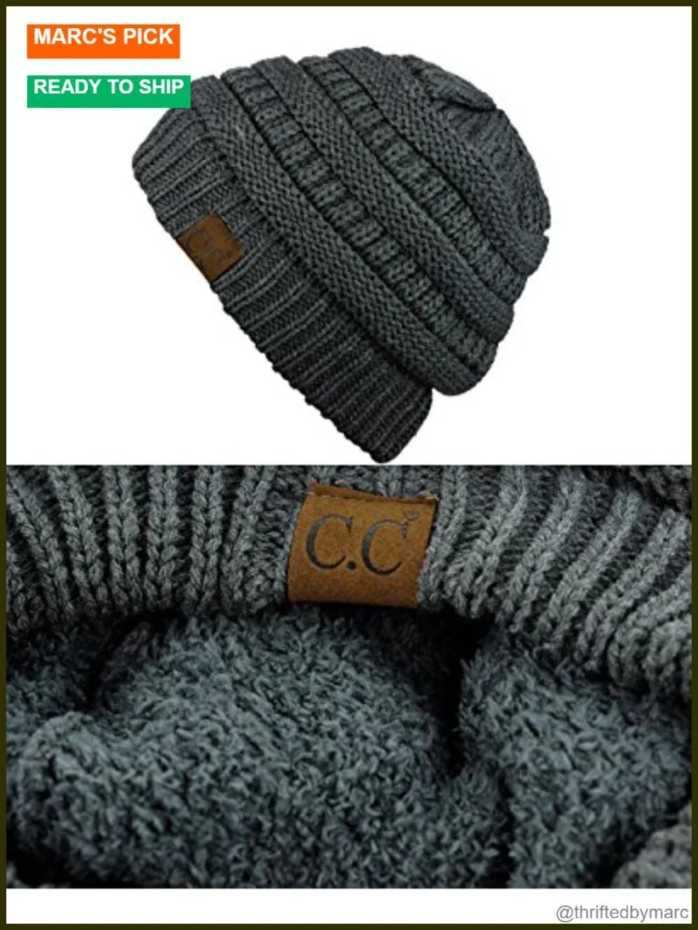 Unisex Chunky Cable Knit Beanie with Sherpa Fleece Lining